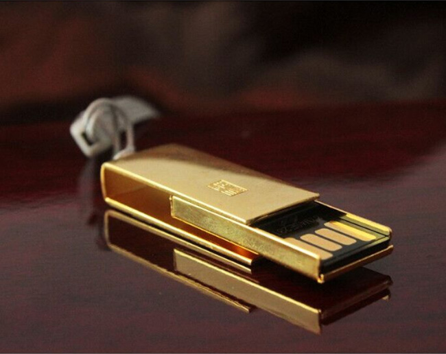 金色迷你U盤—全金屬旋轉U盤禮品 金色迷你U盤制作工廠