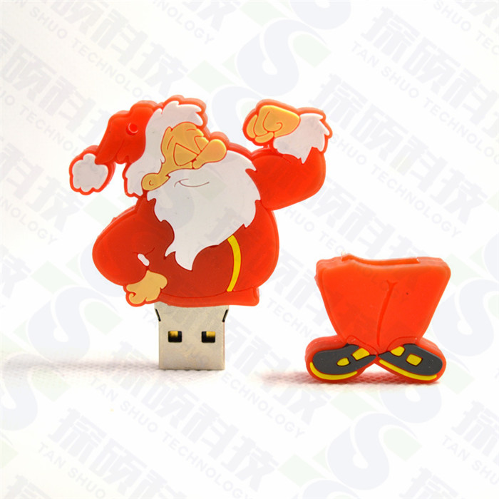個性卡通圣誕老人U盤禮品 節日紀念贈品開模優盤廠家  圣誕老人U盤制作廠家