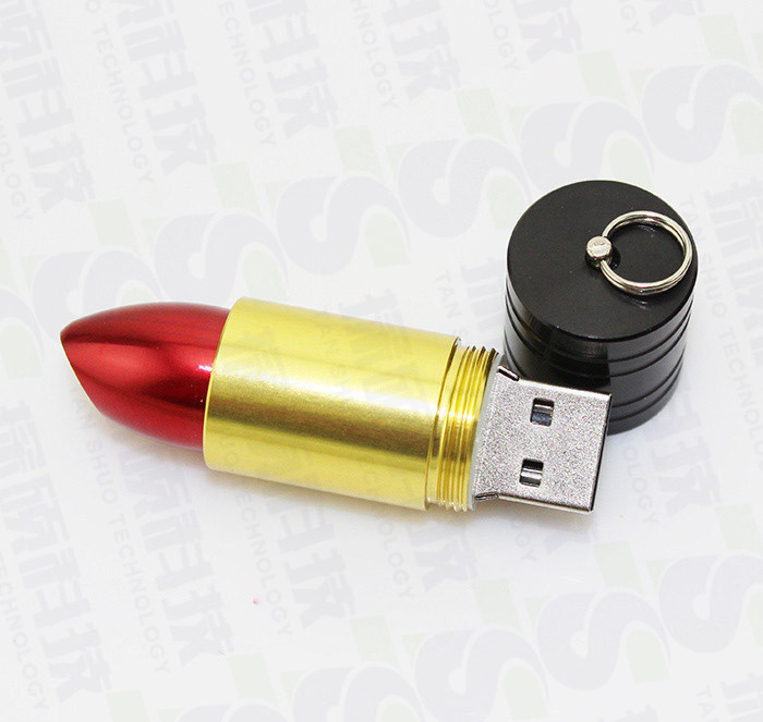 新款金屬口紅U盤 個(gè)性時(shí)尚仿真唇膏u盤禮品