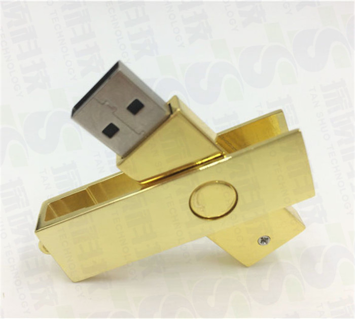 全金屬直角鋼殼U盤禮品 高檔金色旋轉優盤定制廠家   直角鋼殼U盤制作工廠